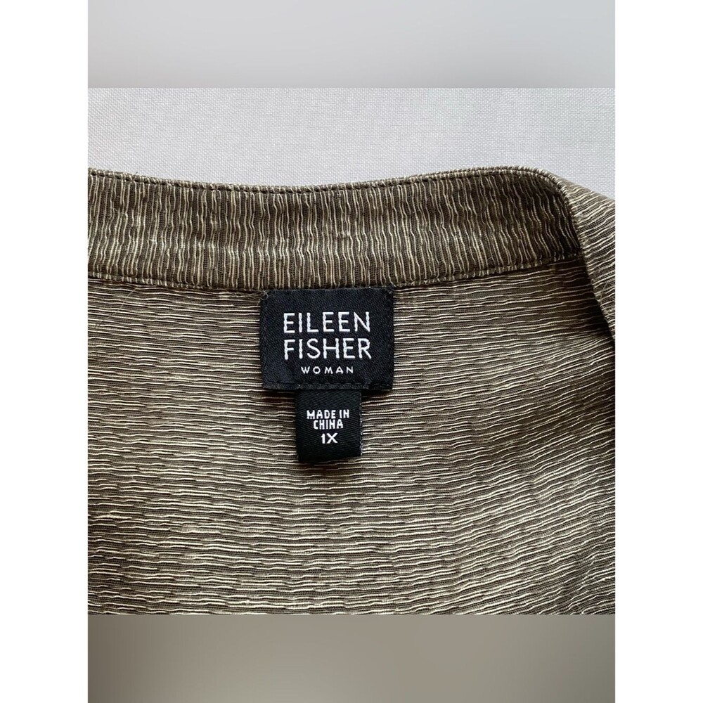 Eileen Fisher Yarn-Dyed Silk/ Linen Handkerchief Farmhouse Shirt Dress Size 1X - Picture 11 of 15